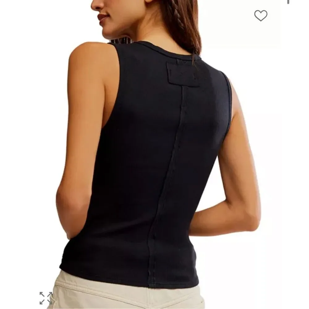 Free People X We The Free Neria V-Neck Tank Top black Women’s XS NEW